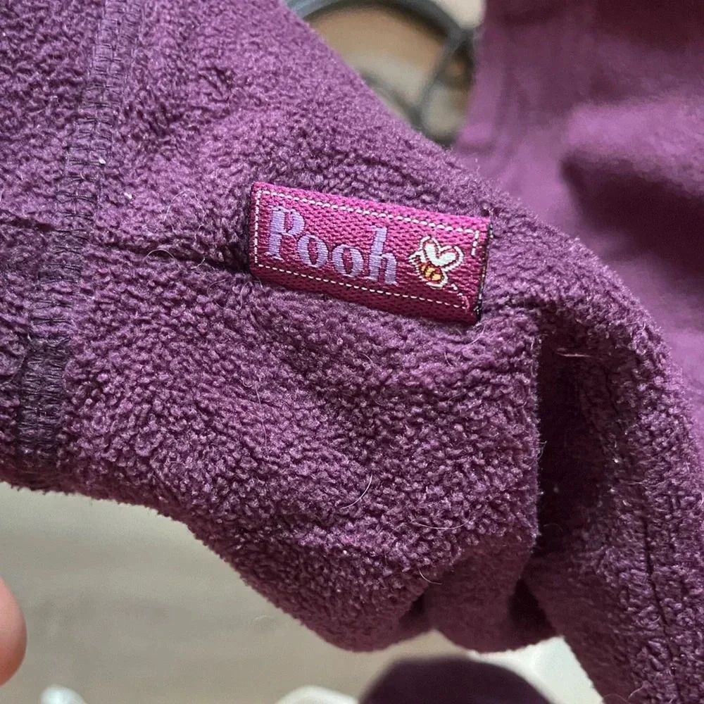 Winnie The Pooh purple Hoodie Womens M 1/4 Zip Pullover Piglet Falling Leaves - Picture 4 of 5